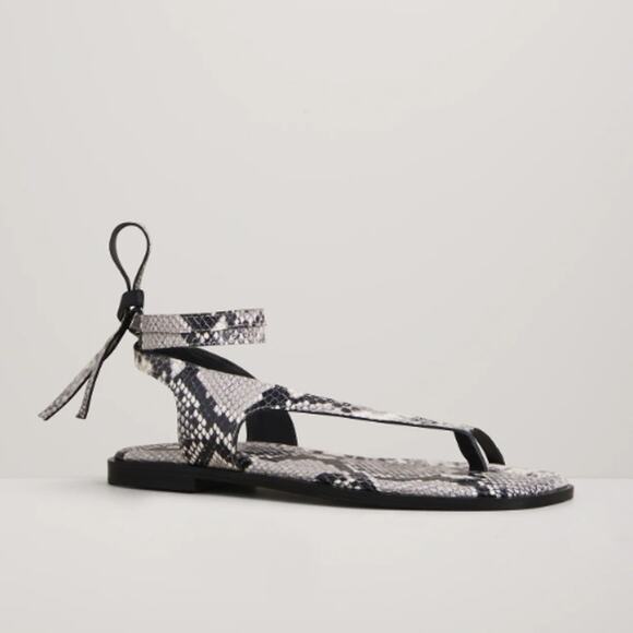 A.EMERY | Heidi Sandal in Eggshell Snake Print Ankle Wrap IT 38 / US 8 - Picture 2 of 12